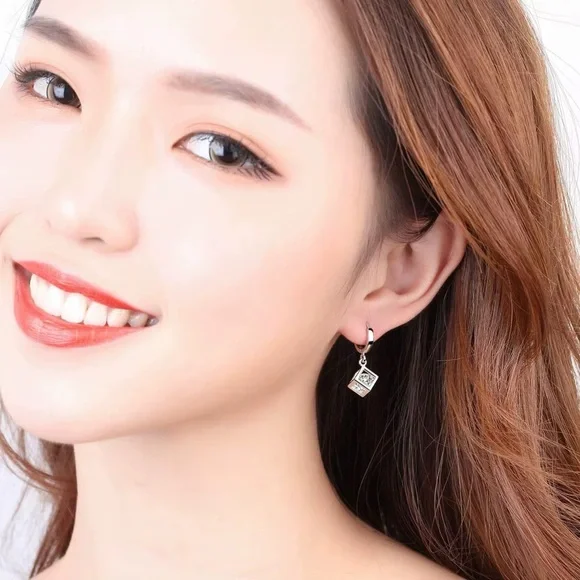 Elegant Silver Hoop Earrings with Crystal Accents - Picture 4 of 5